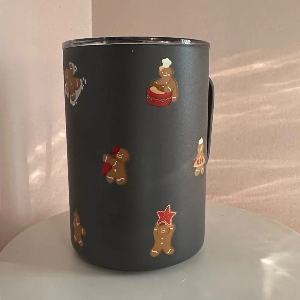 Starbucks Christmas MIIR  Dark Gray Mug/Cup with Holiday Gingerbread Men